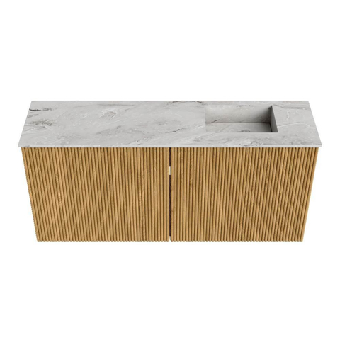 Mondiaz JOYA-DLUX 90cm meuble de salle de bains - couleur Oak - Vasque FAYE position Droite 1 trou de robinet couleur Glace. SW1421959
