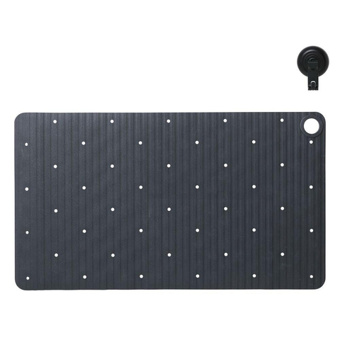 Sealskin Ribb Badmat - 40x70cm - Antislip - inclusief - zwarte haak - Antraciet SW1421060