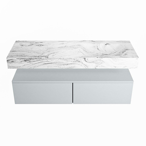 MONDIAZ ALAN - DLUX Badkamermeubelset - 130cm - onderkast - Clay - 2 lades - vrijhangende wastafel - wasbak rechts - 1 kraangat - Glace SW806244
