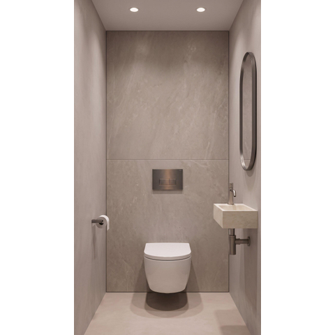 QeramiQ Dely Swirl Toiletset - 36.3x51.7cm - Geberit UP720 Duofix Sigma inbouwreservoir - 35mm zitting - bedieningsplaat gunmetal - rechthoekige knoppen - glans wit SW1413877