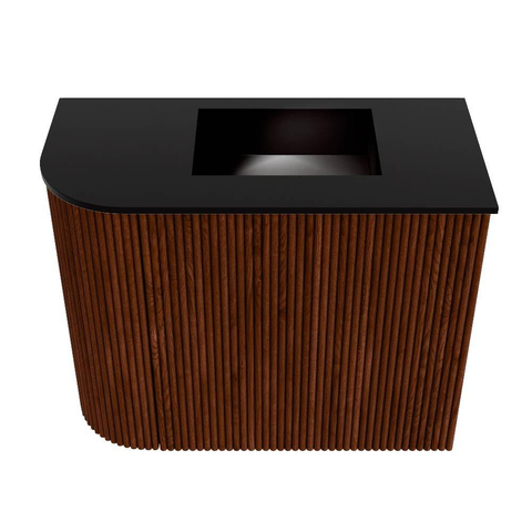 Mondiaz JOYA 51.6cm toiletmeubel - ronding links kleur Ruby - Wastafel FAYE positie Rechts 1 kraangat kleur Urban. SW1421826