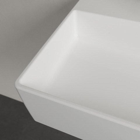 Villeroy & Boch memento 2.0 wastafel onderzijde - geslepen - 60x42cm - met overloop - 1 kraangat - White Alpine (glans wit) SW354334