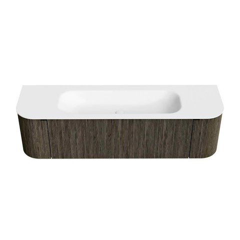 Mondiaz KURVE Ensemble de meuble de salle de bains - 160x46x40cm - 1 tiroir - 2 portes - lavabo solid surface - central - 1 trou de robinet - Shadow SW1414111