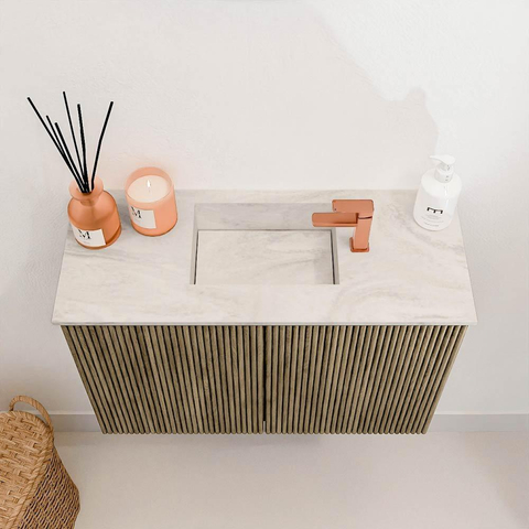Mondiaz JOYA-DLUX 60cm toiletmeubel - kleur Dusk - Wastafel FAYE positie Midden 1 kraangat kleur Ostra. SW1423408