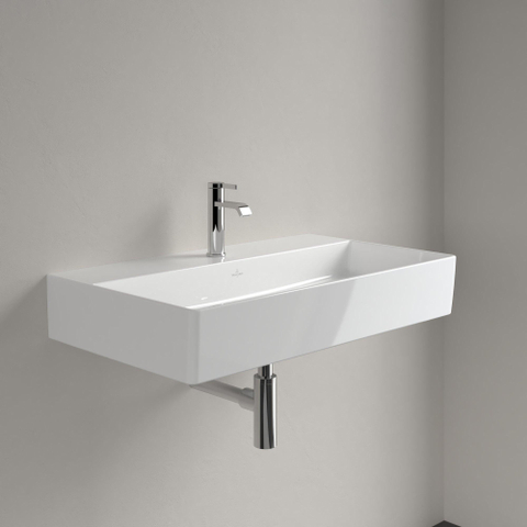 Villeroy & Boch memento 2.0 wastafel - voor handdoekhouders - 80x47cm - zonder overloop - 1 kraangat CeramicPlus - White Alpine (glans wit) SW358450