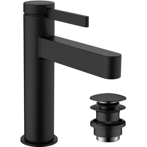 Hansgrohe Finoris 1 greeps wastafelkraan - 110 - coolstart - met afvoerplug - mat zwart SW651449