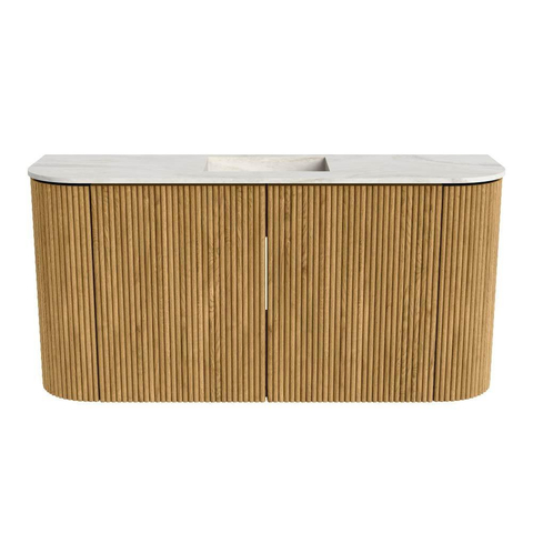Mondiaz JOYA-DLUX 83.2cm toiletmeubel - ronding links en rechts kleur Oak - Wastafel FAYE positie Midden Zonder kraangat kleur Ostra. SW1422245
