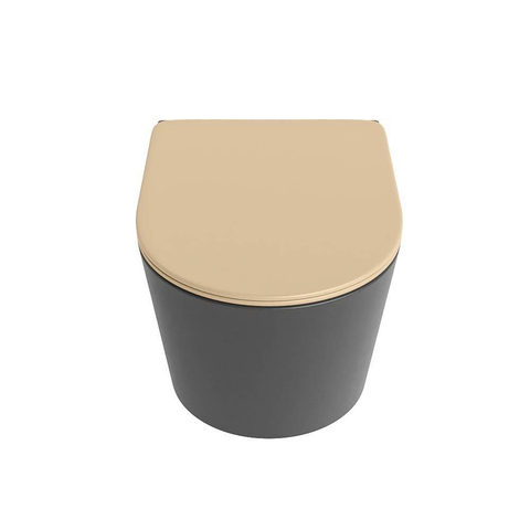 Mondiaz LAVIE hangtoilet – spoelrandloos – 36 x 53 cm – met softclose zitting – Dark grey (grijs), zitting Sand (beige) SW1208768