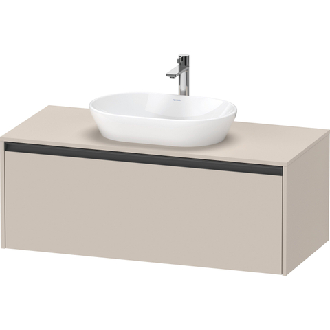 Duravit Ketho.2 Wastafelonderbouwkast - inclusief consoleplaat - met 1 lade - 120x55x45.9cm - met handgreep antraciet - taupe mat SW772804