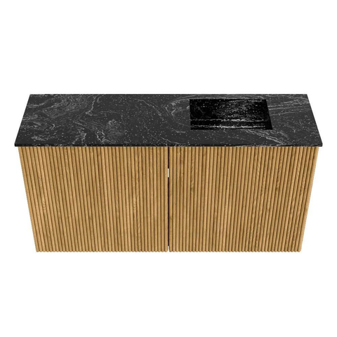 Mondiaz JOYA-DLUX 80cm toiletmeubel - kleur Oak - Wastafel FAYE positie Rechts Zonder kraangat kleur Lava. SW1422043