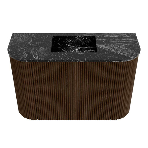 Mondiaz JOYA-DLUX Meuble de salle de bains - 63,2cm - arrondi gauche et droite couleur Walnut - Vasque FAYE position Milieu Sans trou de robinet couleur Lava SW1426206