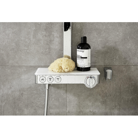 Hansgrohe Raindance Select E 300 - showerpipe: - met Showertablet - 300 opbouwkraan - thermostatisch - met handdouche - 3jet en hoofddouche - 3jet wit/chroom - thermostaat - wit chroom 0452234