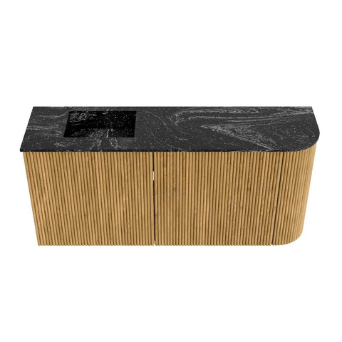 Mondiaz JOYA-DLUX 91.6cm meuble de salle de bains WC - arrondi droit couleur Chêne - Vasque FAYE position Gauche Sans trou de robinet couleur Lava SW1422076