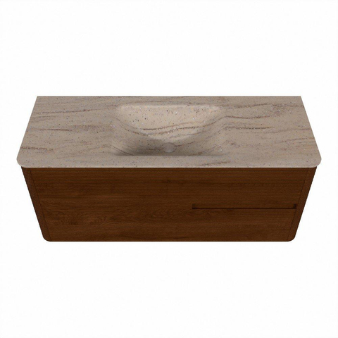 Mondiaz CIRO-DLUX Ensemble de meubles de salle de bains - 120x45x50cm - lavabo en solid surface Saba - 1 vasque au milieu - sans trous de robinet - 2 tiroirs - Ruby SW1531913