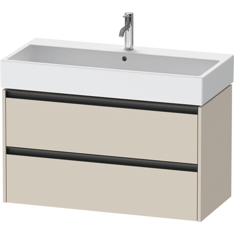 Duravit Ketho.2 Wastafelonderbouwkast - met 2 laden - 98.4x46x54.9cm - met grepen antraciet - taupe supermat SW772521