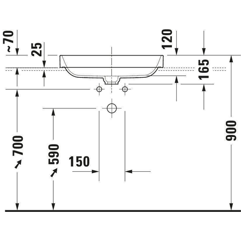 Duravit Happy D.2 Plus waskom rechthoekig - zonder kraangat - zonder overloop - 60x40cm - met keramische afdekkap - mat antraciet SW297026