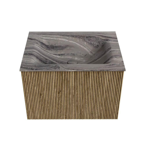 MONDIAZ KURVE-DLUX Meuble de salle de bains 60cm couleur Dusk avec 1 tiroir et 0 porte. Lavabo CLOUD Centré sans trou de robinet Sombra. SW1433825