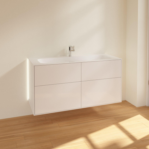 Villeroy & Boch finion Wastafelonderkast - met verlichting - 4 uittrekladen - 1196x591x498mm Lacquer - mat wit SW479480
