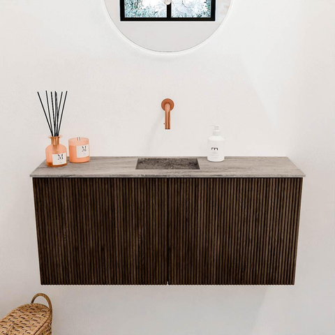 Mondiaz JOYA-DLUX 90cm toiletmeubel - kleur Walnut - Wastafel FAYE positie Midden Zonder kraangat kleur Oza. SW1424567