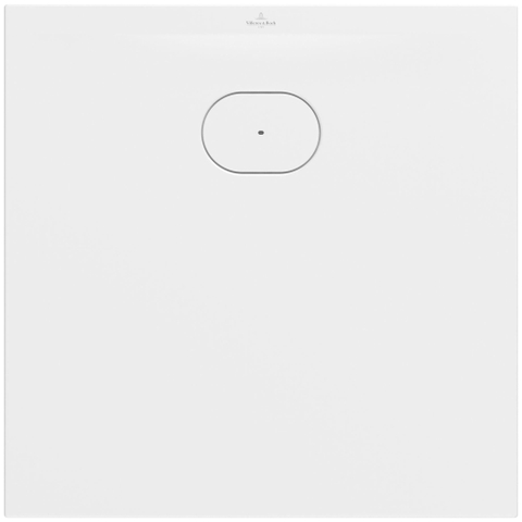 Villeroy & Boch Ecora douchebak - 80x80x3.5cm - afvoer korte zijde - stone white (wit) SW1559020