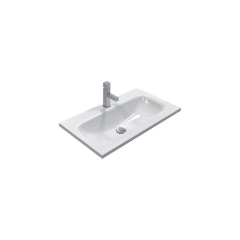 Thebalux Flow, 80 cm, lavabo, 1 trou pour robinet, 1 vasque, minéral, blanc SW846466
