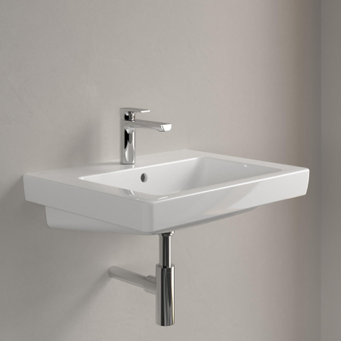 Villeroy & Boch Subway 2.0 wastafel onderzijde - geslepen - 60x47cm inclusief kraangat - met overloop - White Alpine (glans wit) 1024125