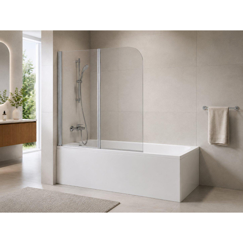 Nemo Start Pannello badwand - 120x140cm - 2-delig - inbouwmaat 1200-1210mm - helder - veiligheidsglas 5 - profielen - aluminium - 2delig - gepolijst SW286707