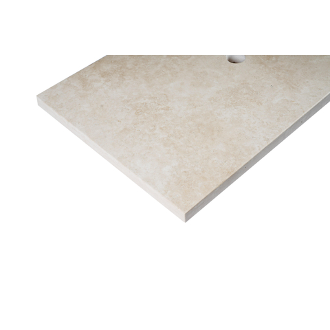 Saniclass Travertine Plateau - 80x46cm - sans trous de robinetterie - 1 découpe pour siphon - pierre naturelle marbrée SW1242427