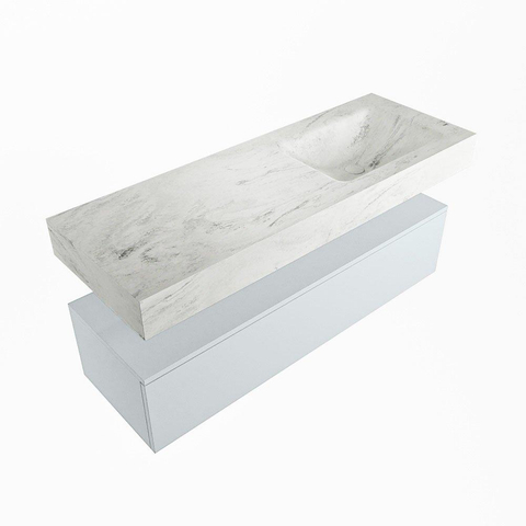 MONDIAZ ALAN - DLUX Badkamermeubelset - 130cm - onderkast - Clay - 1 lade - vrijhangende wastafel - wasbak rechts - 1 kraangat - Opalo SW806829