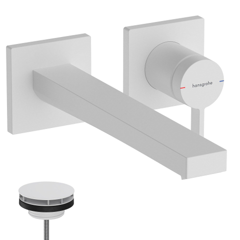 Hansgrohe Tecturis E 1 greeps wastafelkraan - inbouw wanduitvoering - met uitloop 22 - 5 cm - mat wit SW918826
