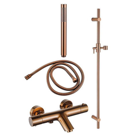 Fortifura Calvi Badkraan - met glijstangset - staafhanddouche - metalen doucheslang - PVD - geborsteld koper SW1243263