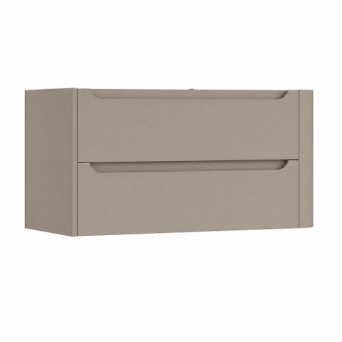 H&R Badmeubelen Juice Meuble sous vasque - 100x45x50cm - angle droit arrondi - 2 tiroirs - poignée intégrée - Olive SW1489804