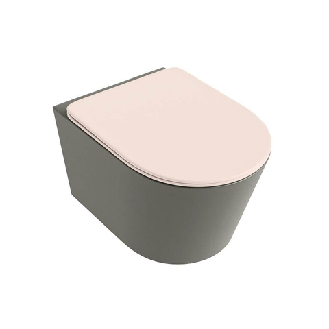 Mondiaz LAVIE hangtoilet – spoelrandloos – 36 x 53 cm – met softclose zitting – Smoke (lichtbruin), zitting Rosee (roze) SW1208692