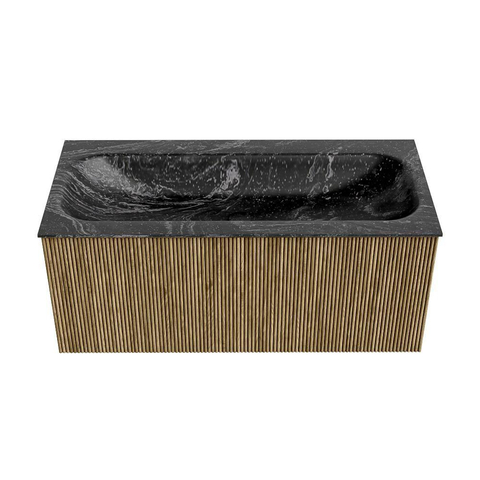 Mondiaz KURVE-DLUX Ensemble meuble de salle de bains - 100x46x40cm - 1 tiroir - lavabo solid surface - central - 1 trou de robinet - Dusk SW1415270