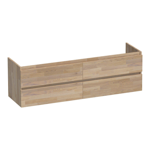 BRAUER Joy meuble de salle de bains sous-vasque 160 4 tiroirs softclose - sans poignée - 2 découpes pour siphon - chêne massif - chêne abouté gris SW393096