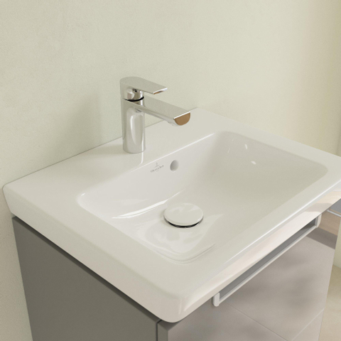 Villeroy & Boch Subway 2.0 meubelfontein - 50x40cm - 1 kraangat - met overloop CeramicPlus - White Alpine (glans wit) 1024206
