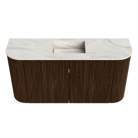 Mondiaz JOYA-DLUX 83.2cm toiletmeubel - ronding links en rechts kleur Walnut - Wastafel FAYE positie Midden Zonder kraangat kleur Ostra. SW1422639