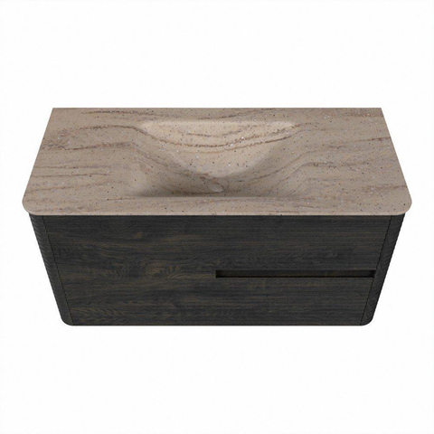 Mondiaz CIRO-DLUX Ensemble de meubles de salle de bains - 100x45x50cm - Lavabo en solid surface Saba - 1 vasque au centre - 1 trou de robinet - 2 tiroirs - Shadow SW1532752