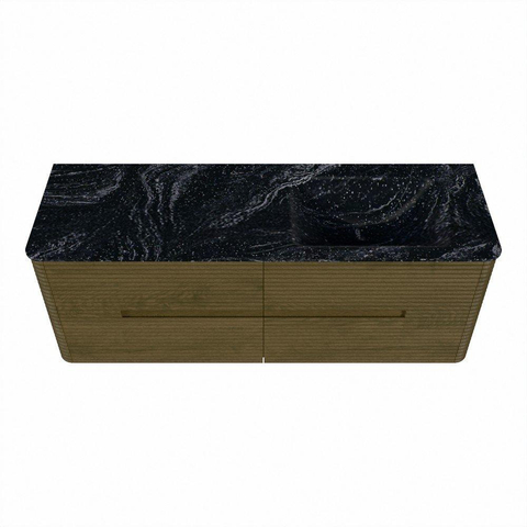 Mondiaz CIRO-DLUX Badkamermeubelset - 140x45x50cm - Solid surface wastafel Lava - 1 wasbak Rechts - zonder kraangaten - 4 lades - Dusk SW1533047