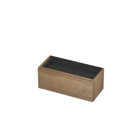 INK Wastafelonderkast - 100x40x45cm - 1 lade - greeploos - met houten keerlijst - MDF - Ash grey SW493736