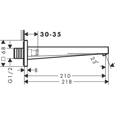 Hansgrohe Tecturis E baduitloop - hoogglans chroom SW918427