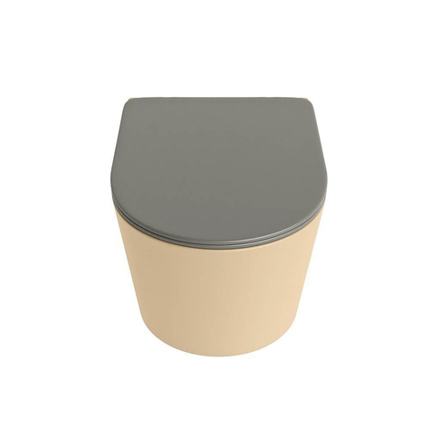 Mondiaz LAVIE hangtoilet – spoelrandloos – 36 x 53 cm – met softclose zitting – Sand (beige), zitting Smoke (lichtbruin) SW1208738