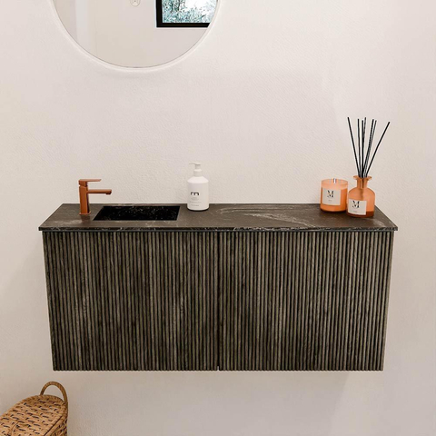 Mondiaz JOYA-DLUX 90cm toiletmeubel - kleur Shadow - Wastafel FAYE positie Links 1 kraangat kleur Lava. SW1422857