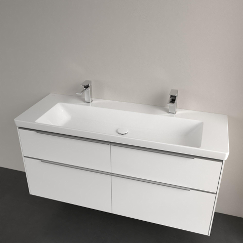 Villeroy & Boch Subway 3.0 lavabo pour meuble - 130x47x17cm - Rectangulaire 2 trous de robinet sans trop-plein Blanc Alpin brillant Céramique SW701015