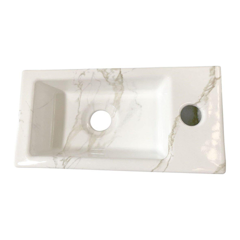 Wiesbaden Rhea mini fontein rechts 36,5 x 18 x 9 cm keramiek carrara TWEEDEKANS OUT12972