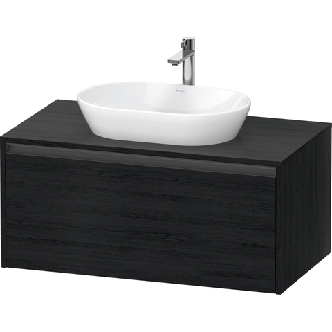 Duravit Ketho.2 Wastafelonderbouwkast - inclusief consoleplaat - met 1 lade - 100x55x45.9cm - met handgreep antraciet - eiken zwart mat SW771829