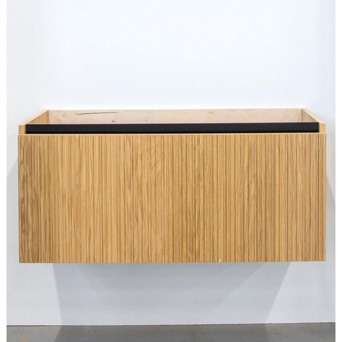 Saniclass Holz Base Badkamermeubelset - 100cm - 1 keramische wasbak zwart - zonder kraangat - 1 lade - spiegel - eiken SW857530