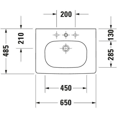 Duravit D-code Wastafel - 65x48cm - met 1 kraangat - met overloop - wit 0295855