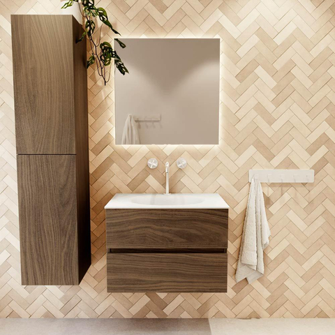 Mondiaz VICA meuble sous lavabo de salle de bains - 70cm - 2 tiroirs - lavabo Moon Talc - 1 trou pour robinet - Mocha SW1187260