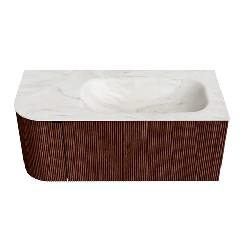Mondiaz KURVE-DLUX Ensemble de meubles de salle de bains - 105x46x40cm - 1 tiroir - 1 porte - lavabo solid surface - droite - 1 trou de robinet - Ruby SW1415849